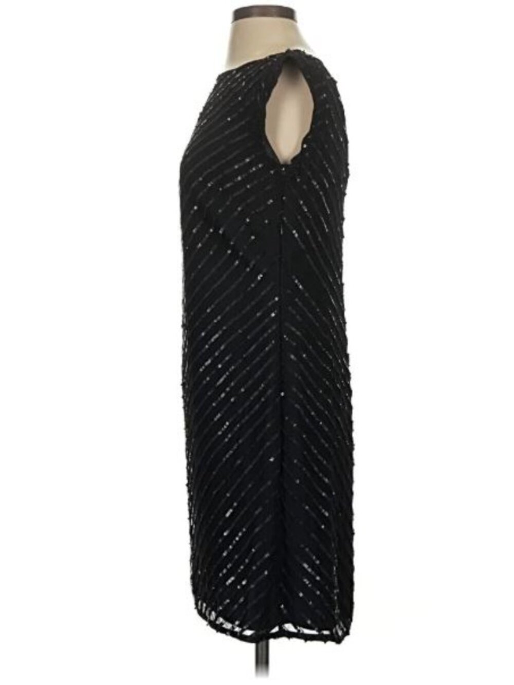Aidan Mattox Sequin Striped Cocktail Dress XS 2 Black Silk Cruise Resort Party - Picture 5 of 8